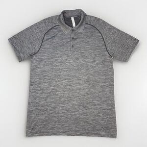 Lululemon Metal Vent Tech Polo Shirt Large Heather Gray Wicking Training Active